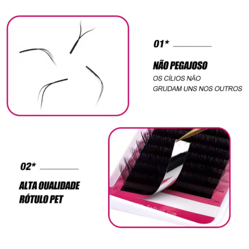 Cílios Fadvan Y Curvatura M Efeito Fox Eyes Mix